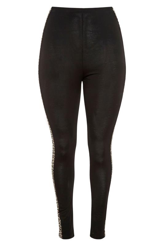 Plus Size LIMITED COLLECTION Black Leopard Print Stripe Leggings | Yours Clothing 3