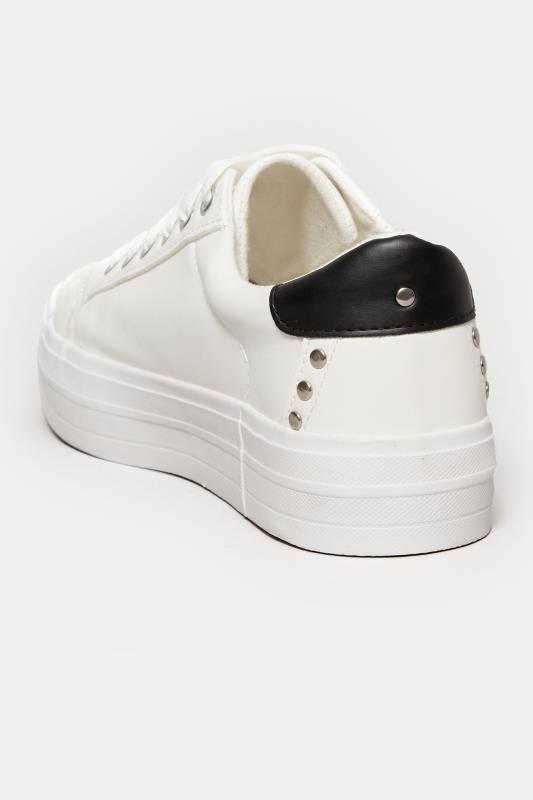 White Studded Detail Trainers In Wide E Fit | Yours Clothing 6