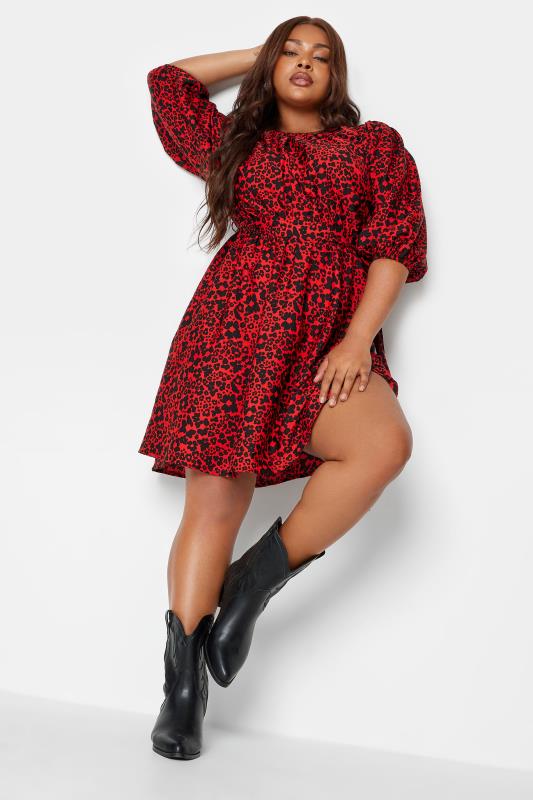 YOURS Plus Size Red Animal Markings Mini Dress | Yours Clothing 2