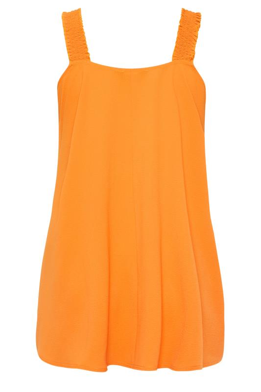 LIMITED COLLECTION Plus Size Orange Shirred Strap Cami Vest Top | Yours Clothing  8