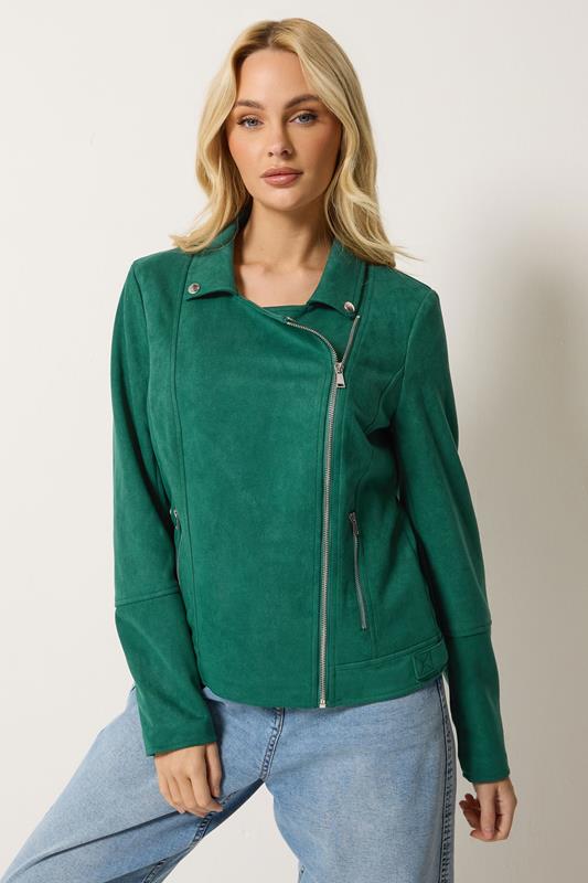 M&Co Green Faux Suede Biker Jacket | M&Co 1