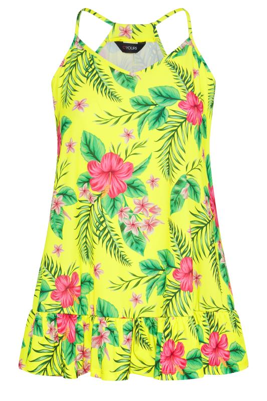 Plus Size Bright Yellow Tropical Print Frill Hem Cami Top | Yours Clothing 5