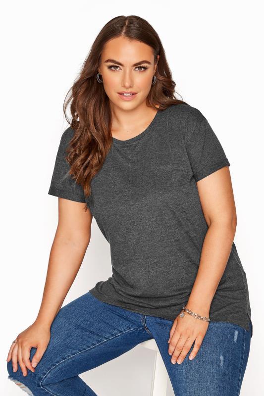 Plus Size YOURS FOR GOOD Grey Cotton Blend Pocket T-Shirt | Yours Clothing 1
