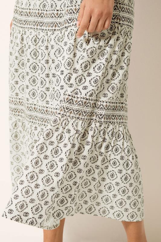 M&Co Petite White Aztec Tiered Maxi Skirt | M&Co 4