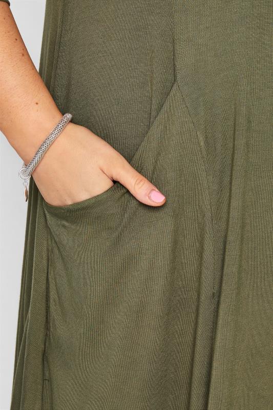 Curve Khaki Green Drape Pocket Midi Dress_D.jpg