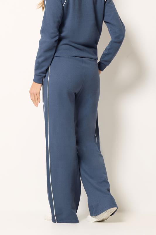 LTS Tall Women's Indigo Blue Pipe Detail Wide Leg Joggers | Long Tall Sally 2