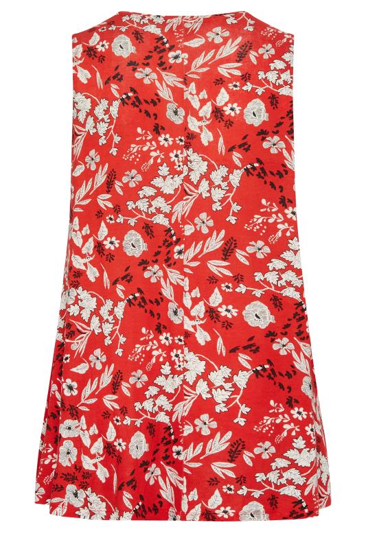 YOURS Plus Size Red Floral Pleat Front Vest Top | Yours Clothing 7