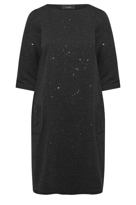 Plus Size Black & Silver Glitter Tunic Dress | Yours Clothing 7