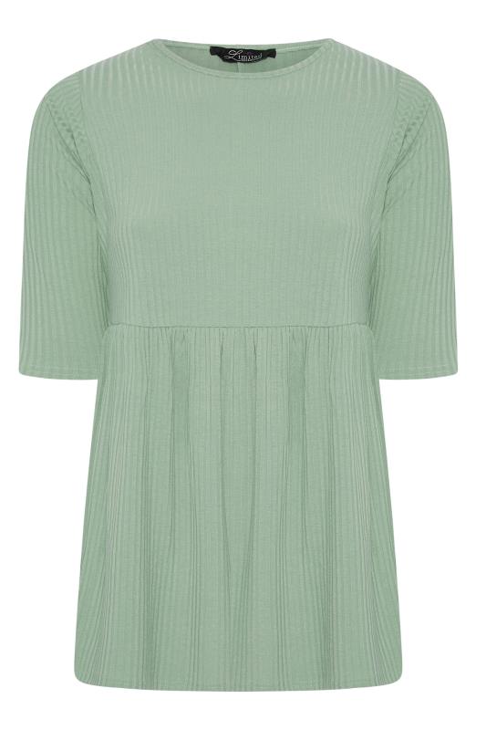 LIMITED COLLECTION Curve Sage Green Ribbed Smock Top 5