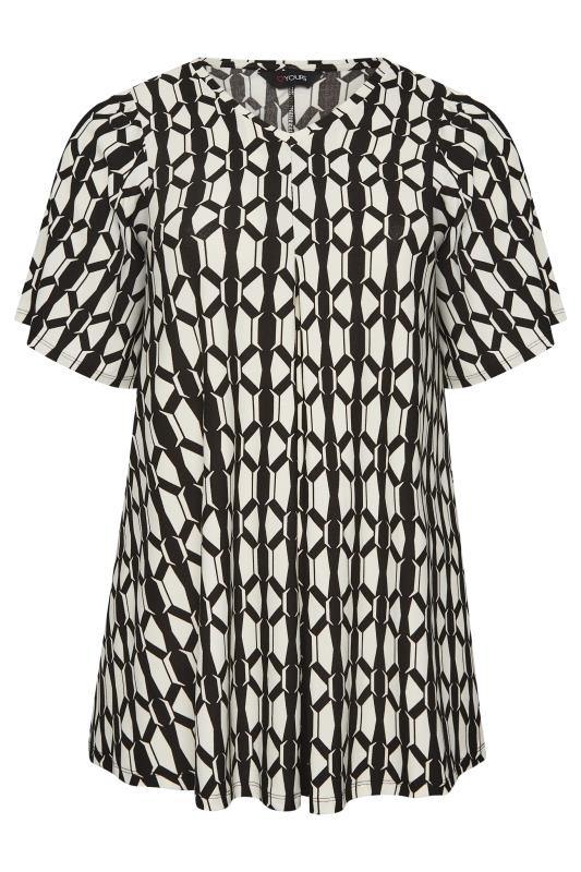YOURS Curve Plus Size Black Geometric Print Angel Sleeve Top | Yours Clothing  6