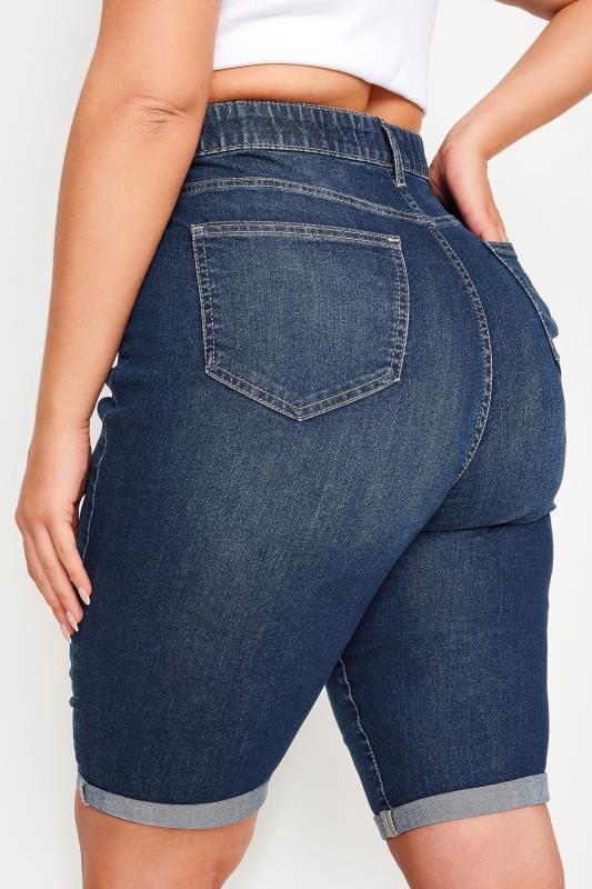 YOURS Plus Size Mid Blue Stretch Denim Shorts | Yours Clothing 4