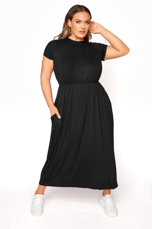 Großen Größen  YOURS LONDON Black Pocket Maxi Dress