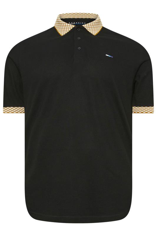  Grande Taille BadRhino Big & Tall Black Jacquard Collar Polo Shirt