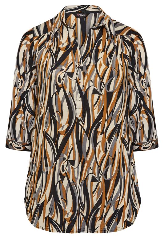 Plus Size Black & Cream Abstract Stripe Print Blouse | Yours Clothing 6