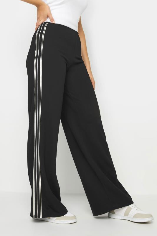 LTS Tall Women's Black & White Side Stripe Wide Leg Trousers | Long Tall Sally 1