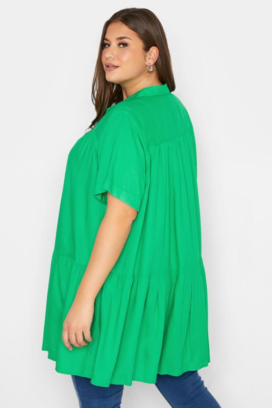 Plus Size Bright Green Tiered Smock Shirt | Yours Clothing  3