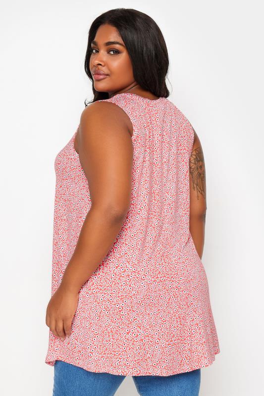 YOURS Plus Size Pink Ditsy Floral Print Swing Vest Top | Yours Clothing 3