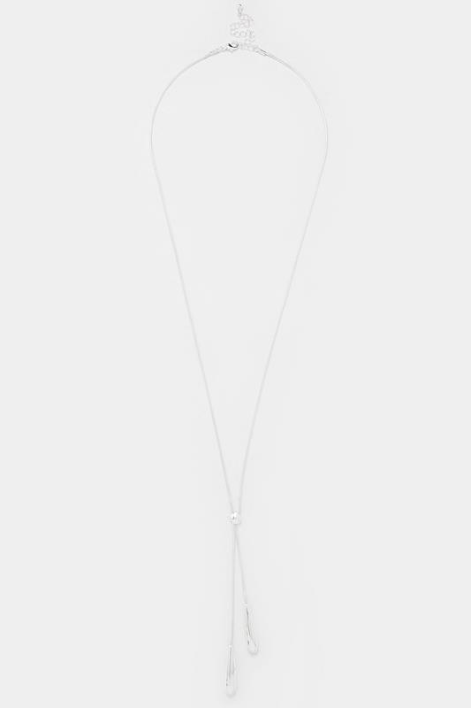Silver Tone Long Droplet Lariat Necklace | Yours Clothing 1