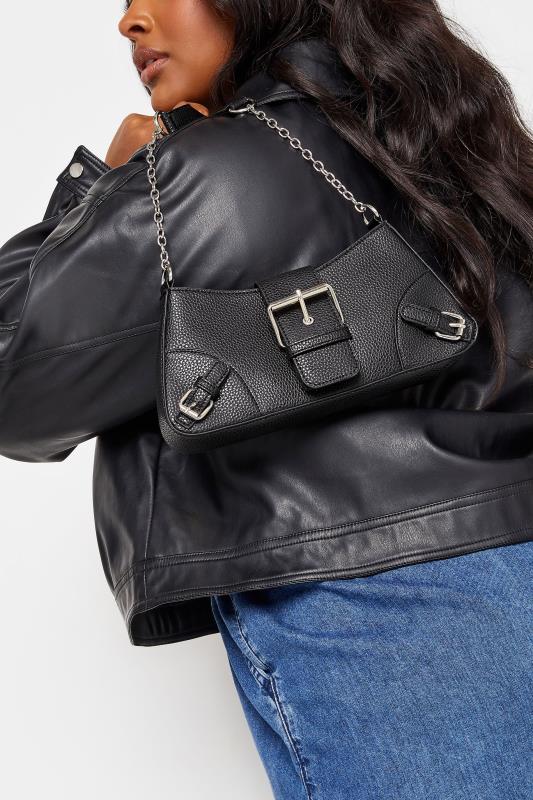 Black Triple Buckle Detail Shoulder Bag | Yours Clothing 2