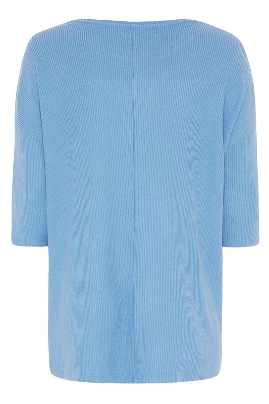 YOURS Curve Plus Size Light Blue Long Sleeve Button Soft Touch Top | Yours Clothing  7