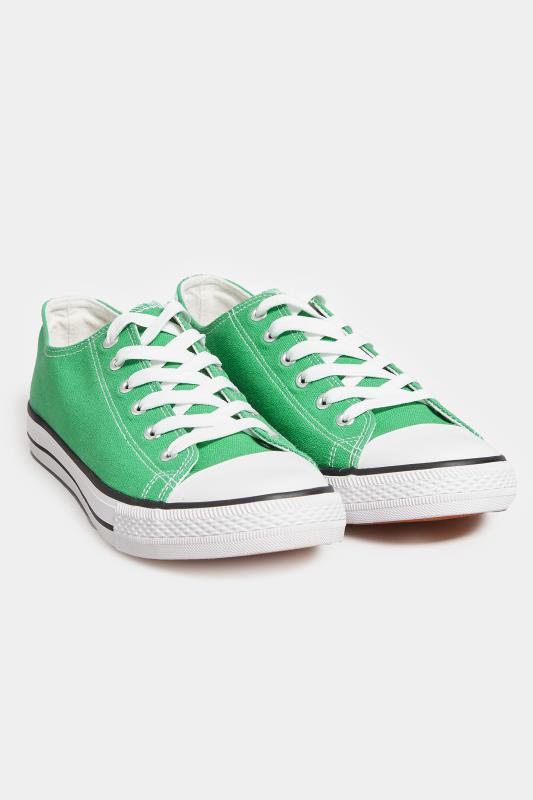 Green Plus Size Canvas Low Trainers In Wide E Fit | Yours Clothing  2