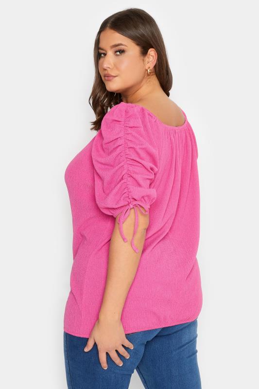YOURS Plus Size Pink Textured Bubble Hem Top | Yours Clothing 3