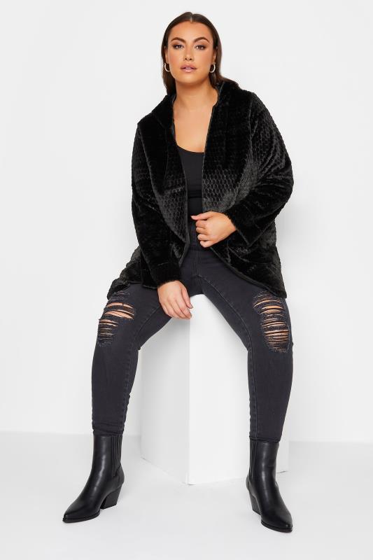 YOURS LUXURY Plus Size Black Faux Fur Hooded Jacket | Yours Clothing 2