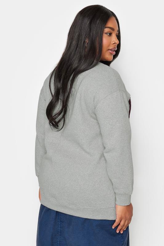 YOURS Plus Size Light Grey 'New York' Embroidered Slogan Sweatshirt | Yours Clothing 3