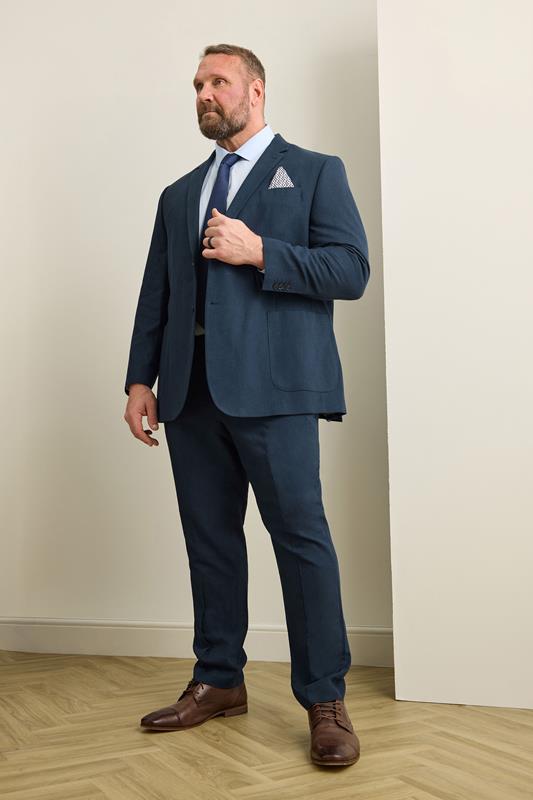  BadRhino Tailoring Big & Tall Veste de costume en lin bleu marine