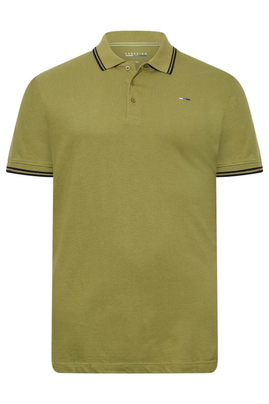 BadRhino Big & Tall Sage Green Essential Tipped Polo Shirt 1