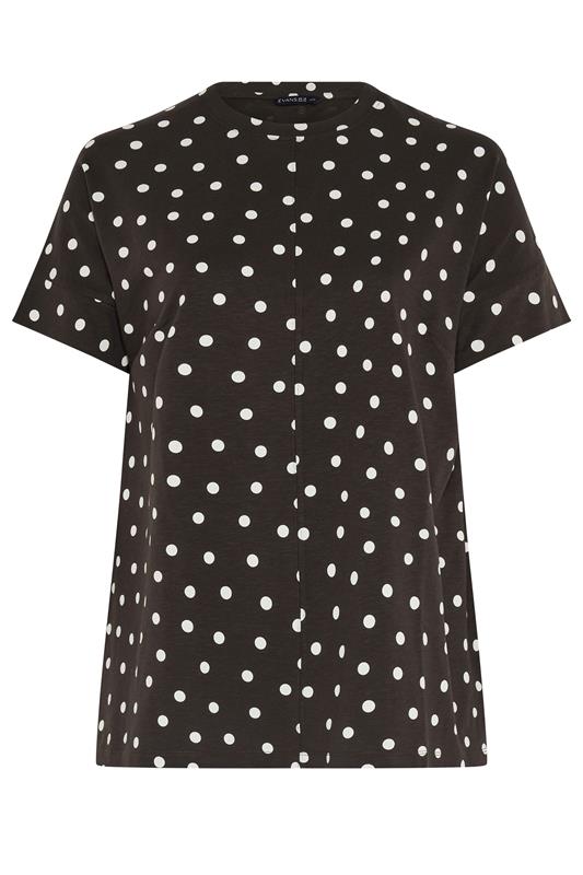 EVANS Plus Size Chocolate Brown Polka Dot Cotton T-Shirt | Evans 1