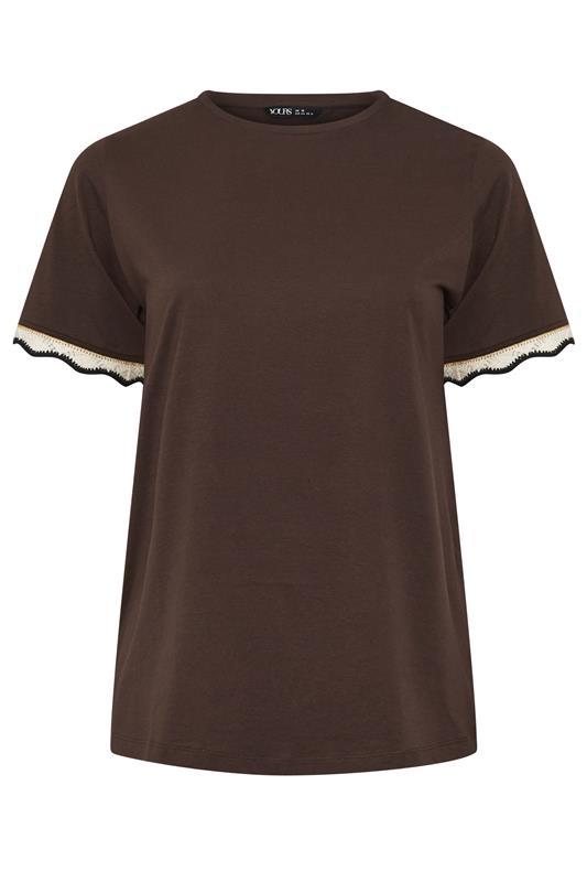 YOURS Plus Size Burnt Metallic Crochet Trim T-Shirt | Yours Clothing 5