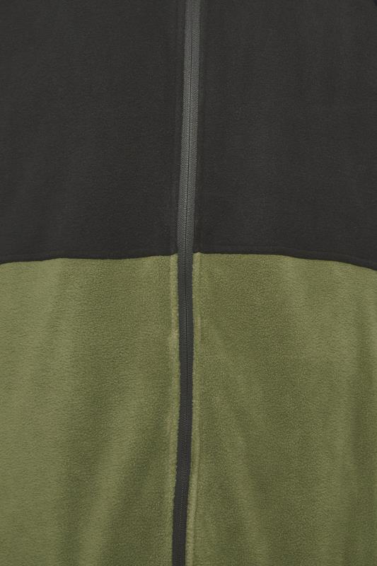 JACK & JONES Big & Tall Olive Green Panel Zip Fleece Gilet | BadRhino 2