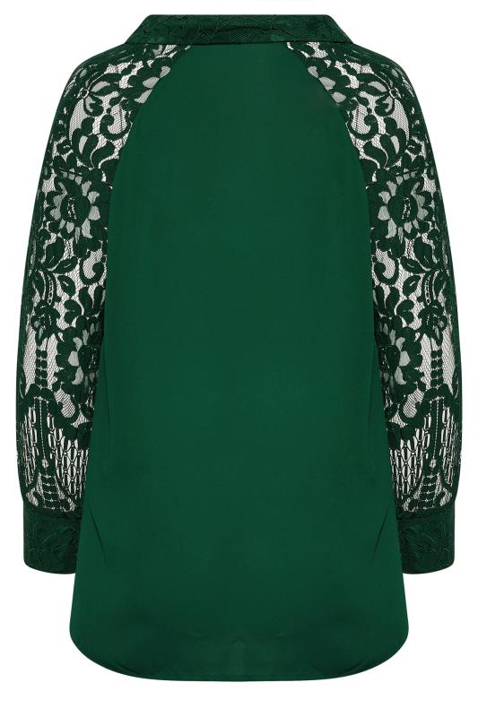 YOURS LONDON Plus Size Green Lace Sleeve Shirt | Yours Clothing 7