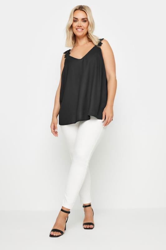 YOURS Plus Size Black Trim Cami | Yours Clothing 2