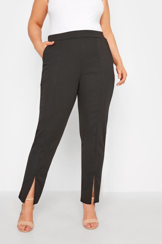 LIMITED COLLECTION Curve Black Split Hem Tapered Trousers 1