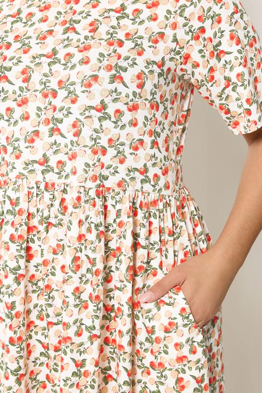 YOURS Plus Size White Orange Throw on Smock Dress | Yours Clothing 4