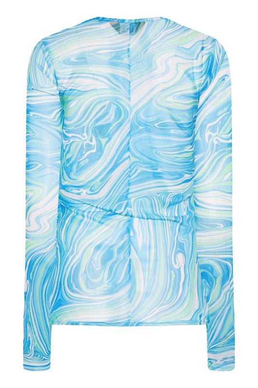 LTS Tall Bright Blue Swirl Print Mesh Top | Long Tall Sally 7