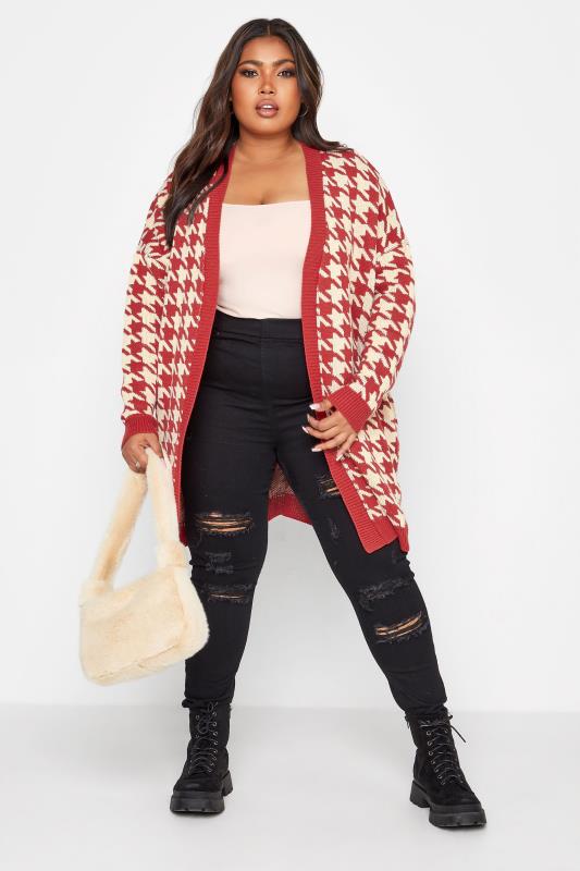 Curve Red Dogtooth Check Cardigan 2