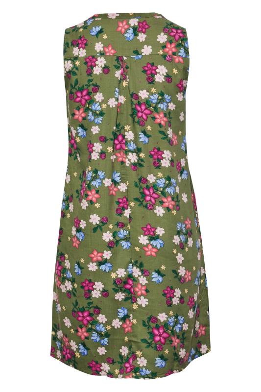 Plus Size Green Floral Sleeveless Shirt Dress | Yours Clothing 7