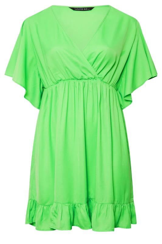 LIMITED COLLECTION Plus Size Green Frill Sleeve Wrap Tunic Dress | Yours Clothing 7