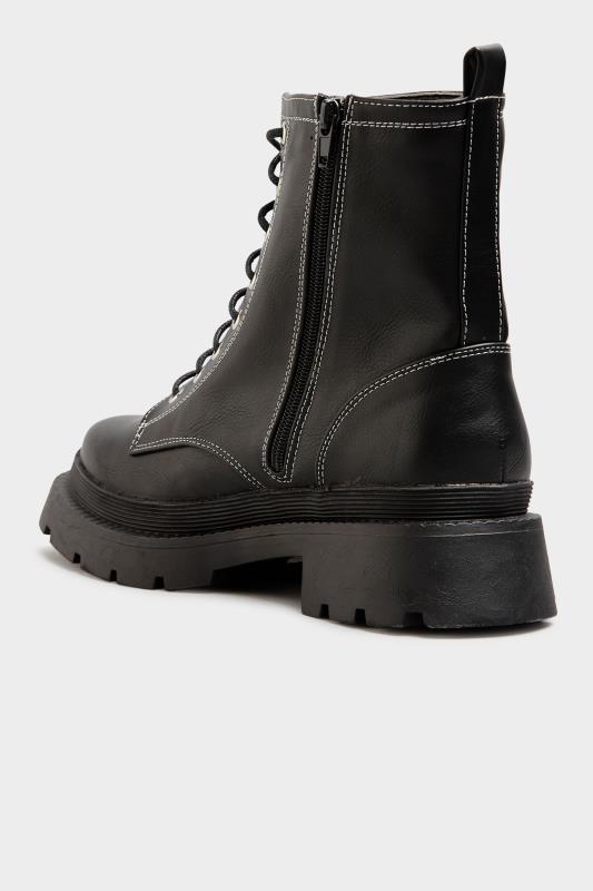 LIMITED COLLECTION Black Contrast Stitch Chunky Boots In Extra Wide Fit | Yours Clothing 6