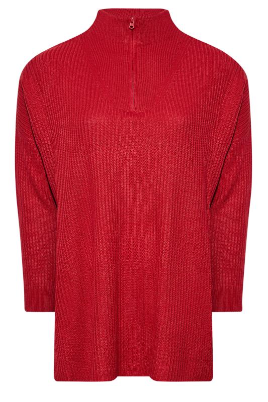 Plus Size Red Zip Neck Jumper | Yours Clothing 7