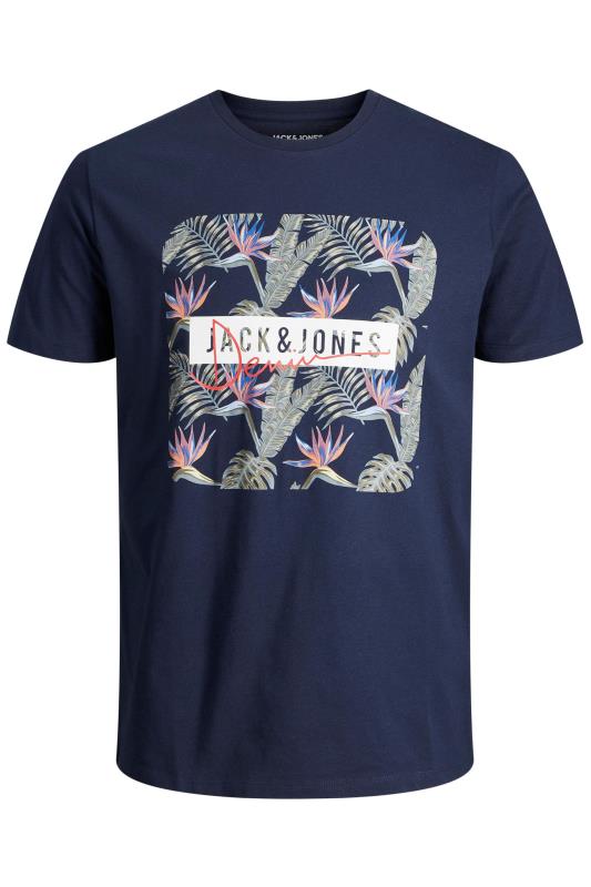 JACK & JONES Big & Tall Navy Blue Tropical T-Shirt 2