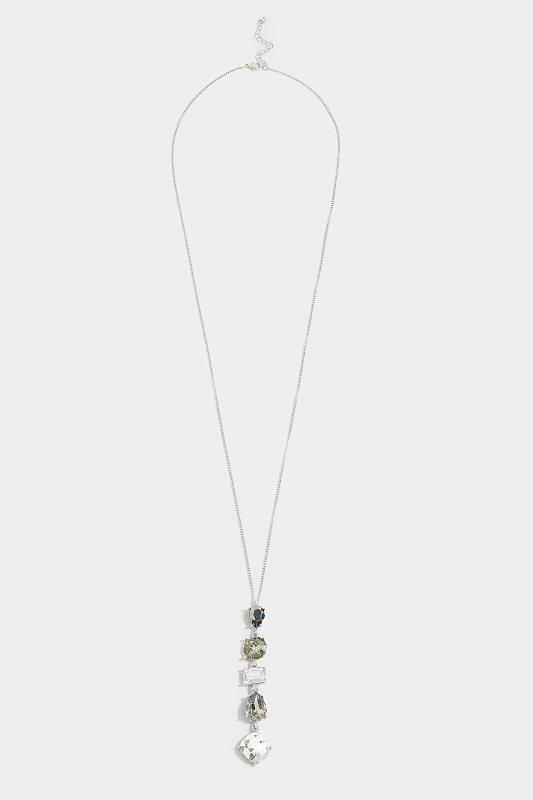 Großen Größen  Silver Tone Multi Gemstone Long Necklace