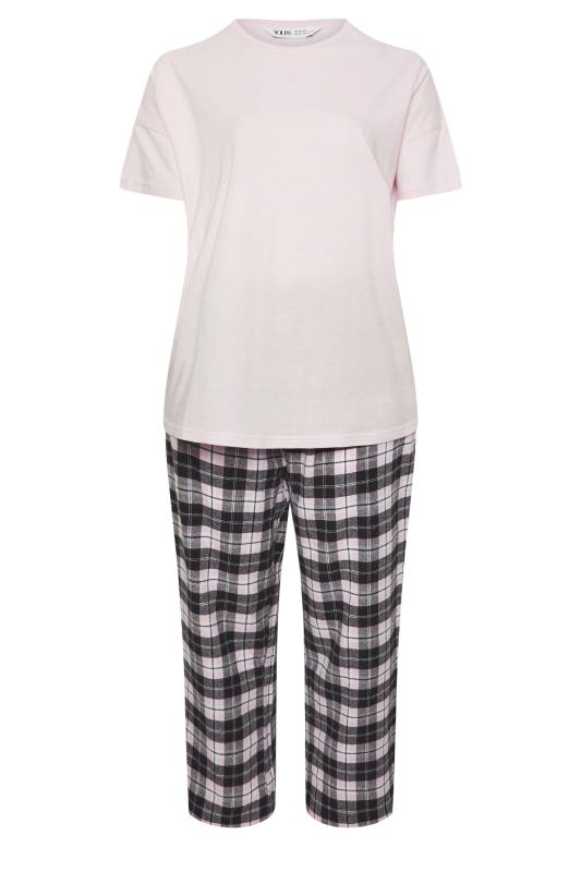 YOURS Plus Size Pink Woven Check Print Pyjama Set | Yours Clothing 5