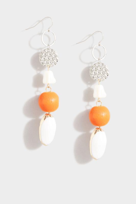 Silver Mixed Bead Shell Long Earrings | Yours Clothing 3