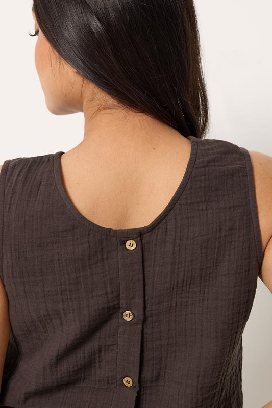 PixieGirl Petite Women's Chocolate Brown Cotton Cheesecloth Top | PixieGirl 4