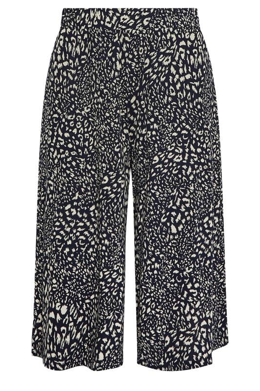 YOURS Curve Navy Blue Animal Culottes | Yours Clothing 4