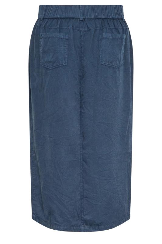 YOURS Curve Dark Blue Acid Wash Midaxi Denim Skirt | Yours Clothing  7